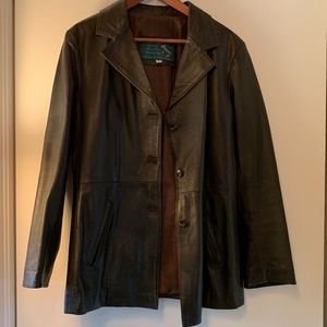 VERA PELLA leather jacket, brown-black, women’s size large (closer to a medium)